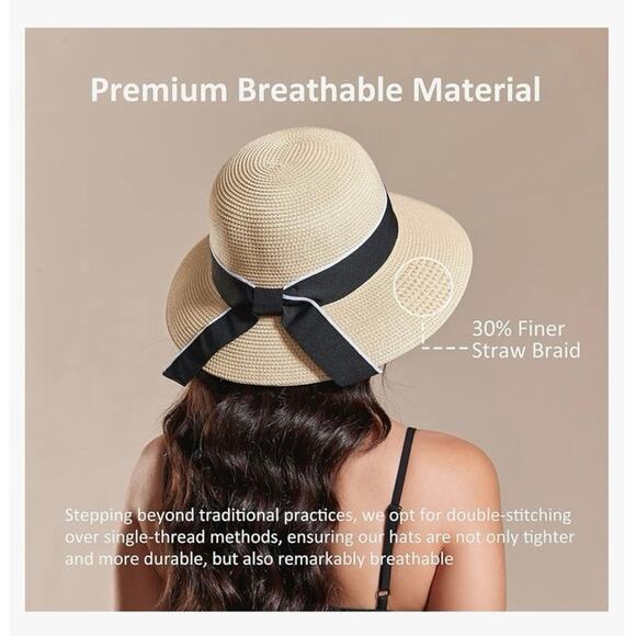 Joywant Women’s Straw Hat with Black/White Ribbon. Comes with case. - Picture 10 of 11